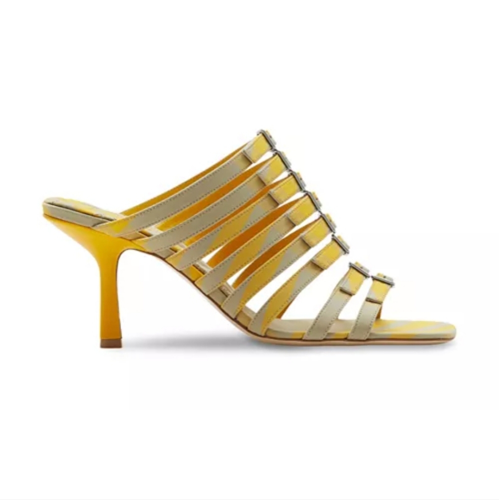Burberry Womens Step Check Cotton Sandals In Yellow Size 36